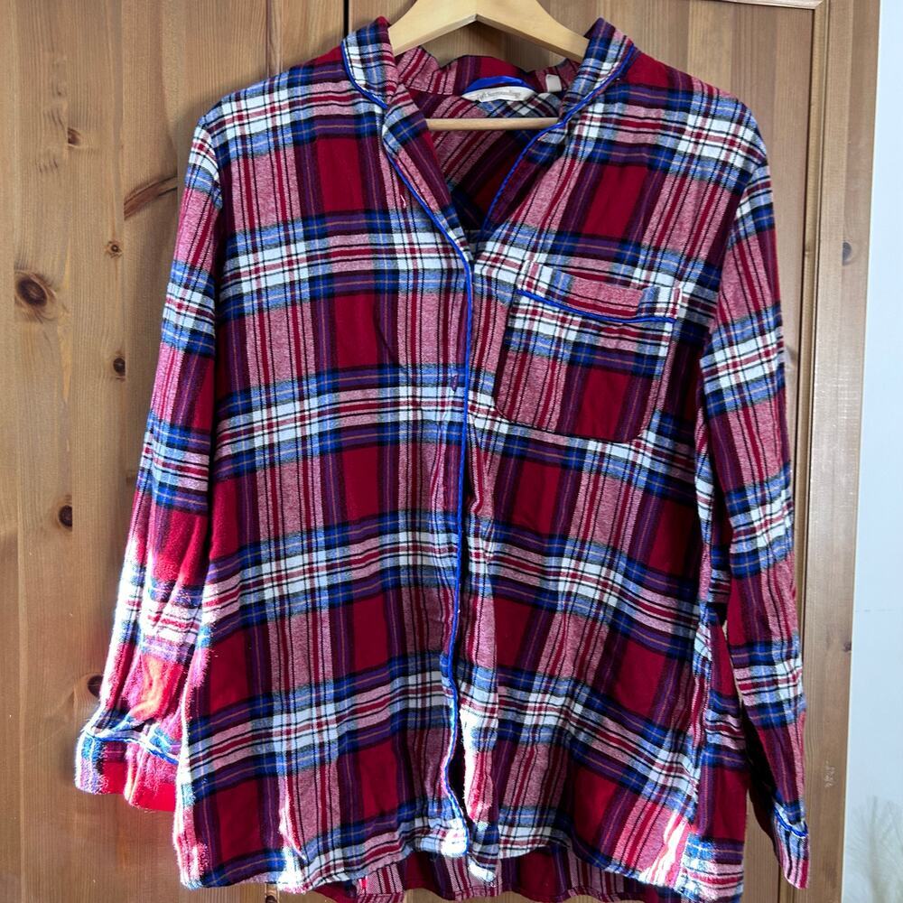 Soft Surroundings Red Plaid Flannel Pajama Set Jolly Good Womens Large Holiday - Picture 3 of 12